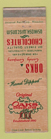Matchbook Cover - Original Oaks Chocolates Candy Oshkosh WI
