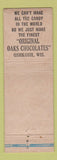 Matchbook Cover - Original Oaks Chocolates Candy Oshkosh WI