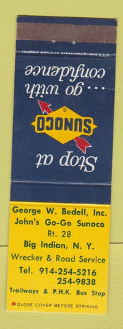 Matchbook Cover - Sunoco oil gas Big Indian NY