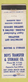 Matchbook Cover - Boys Transfer and Storage Long Beach CA WEAR