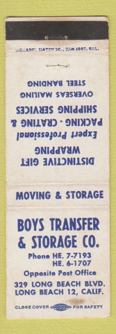 Matchbook Cover - Boys Transfer and Storage Long Beach CA WEAR