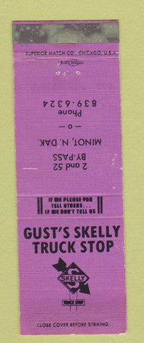 Matchbook Cover - Gust's Skelly oil gas Minot ND WEAR