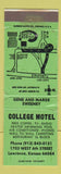 Matchbook Cover - College Motel Lawrence KS WEAR