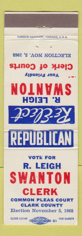 Matchbook Cover - R Leigh Swanton Clerk Clark County 1968 WEAR