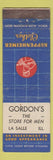 Matchbook Cover - Kuppenheimer Men's Clothes Gordon's La Salle IL