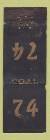 Matchbook Cover - Coal 74 Union Coal WORN
