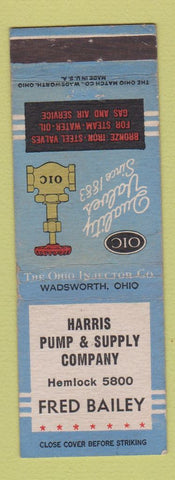 Matchbook Cover - Harris Pump Fred Bailey Ohio Injector Wadsworth OH