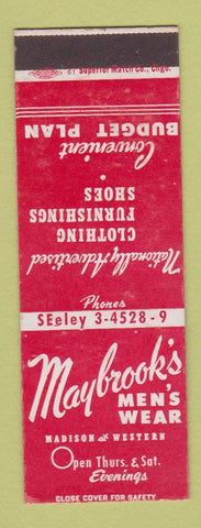 Matchbook Cover - Maybrook's Men's Clothes Chicago IL SAMPLE