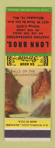 Matchbook Cover - Lonn Bros Heating Contractors Milwaukee WI