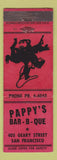 Matchbook Cover - Pappy's BBQ San Francisco CA