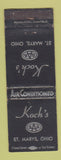 Matchbook Cover - Koch's Restaurant St Marys OH WEAR