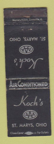 Matchbook Cover - Koch's Restaurant St Marys OH WEAR