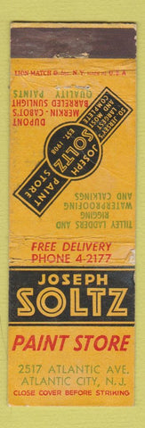 Matchbook Cover - Joseph Soltz Paint Store Atlantic City NJ WEAR
