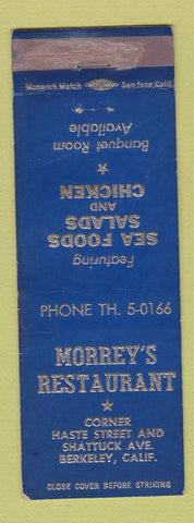 Matchbook Cover - Morrey's Restaurant Berkeley CA WEAR