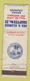 Matchbook Cover - DAV Disabled Veterans Geo Klumker Arvada Colorado WORN