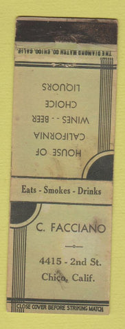 Matchbook Cover - C Facciano Restaurant Chico CA WORN