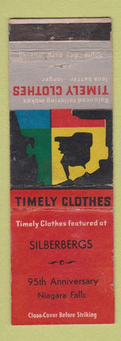 Matchbook Cover - Timely Men's Clothes Silberberg's Niagara Falls NY WEAR