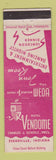 Matchbook Cover - Hotel Vendome Evansville IN