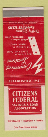 Matchbook Cover - Citizens Federal Savings and Loan Cleveland Bedford Berea OH