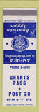 Matchbook Cover - American Legion Grants Pass OR