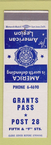 Matchbook Cover - American Legion Grants Pass OR