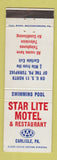 Matchbook Cover - Star Lite Motel Carlisle PA