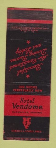 Matchbook Cover - Hotel Vendome Evansville IN