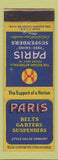 Matchbook Cover - Paris Belts Garters Suspenders