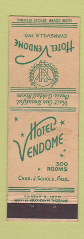 Matchbook Cover - Hotel Vendome Evansville IN WEAR