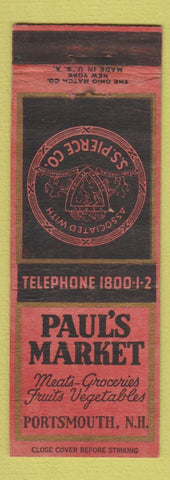Matchbook Cover - Paul's Market Porsmouth NJ WORN