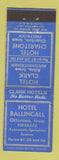 Matchbook Cover - Hotel Ballingall Ottuma IA Hotel Clark Albia
