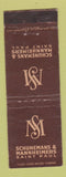 Matchbook Cover - Schunemans and Mannheimers St Paul MN WORN