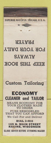 Matchbook Cover - Economy Cleaner and Tailor Racine WI