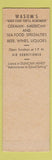 Matchbook Cover - Wasum's Detroit MI restaurant SAMPLE WEAR