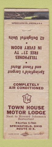 Matchbook Cover - Town House Motor Lodge Springfield OH POOR STRIKER