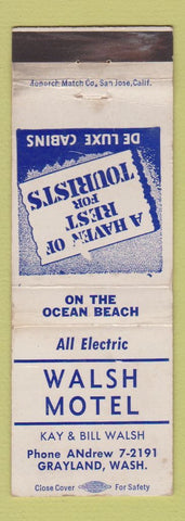 Matchbook Cover - Walsh Motel Grayland WA WEAR
