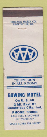 Matchbook Cover - Bowing Motel Cambridge City IN