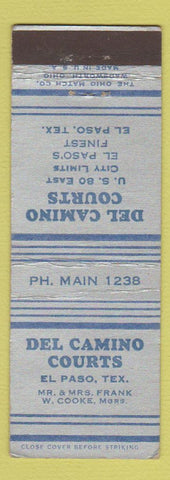 Matchbook Cover - Del Camino Courts Motel El Paso TX