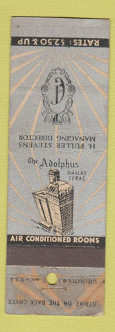 Matchbook Cover - Adolphus Hotel Dallas TX WORN