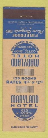 Matchbook Cover - Maryland Hotel Milwaukee WI
