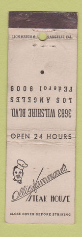 Matchbook Cover - Ollie Hammond's Steak House Los Angeles CA WEAR