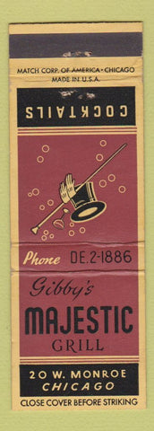 Matchbook Cover - Gibby's Majestic Grill Chicago IL