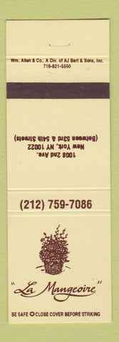 Matchbook Cover - La Mangeoire New York City