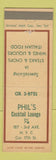 Matchbook Cover - Phil's Cocktail Lounge New York City