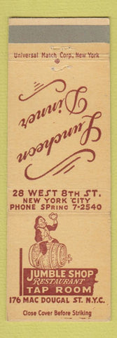 Matchbook Cover - Jumble Shop Restaurant Tap Room New York City