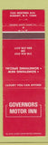 Matchbook Cover - Governors Motor Inn Albany NY