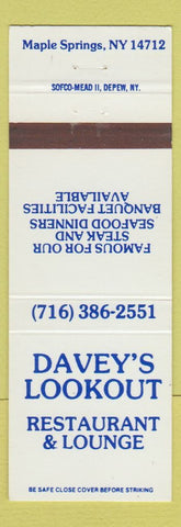 Matchbook Cover - Davey's Lookout Restaurant Maple Springs NY