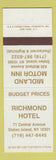 Matchbook Cover - Richmond Hotel Staten Island NY