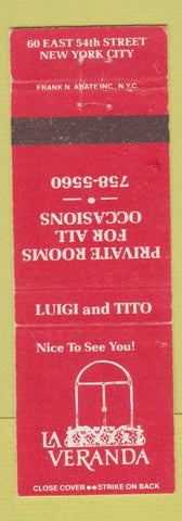 Matchbook Cover - La Veranda Restaurant New York City