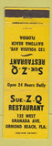 Matchbook Cover - Sue Z Q Restaurant Ormond Beach FL